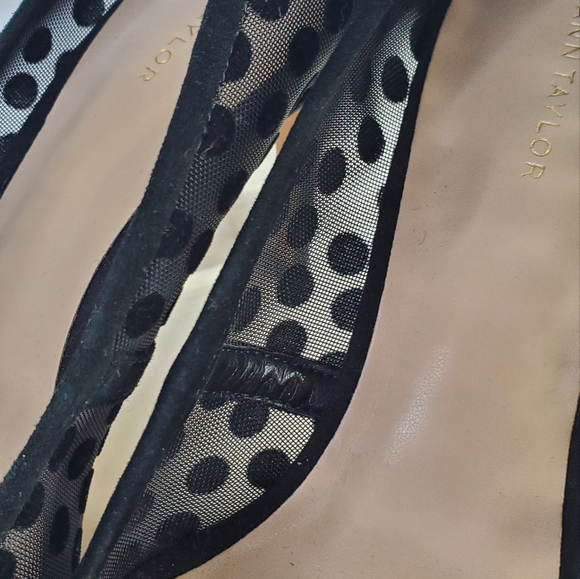 ANN TAYLOR Sheer Elegant Black Polka Dot Women's Heels - Picture 4 of 13